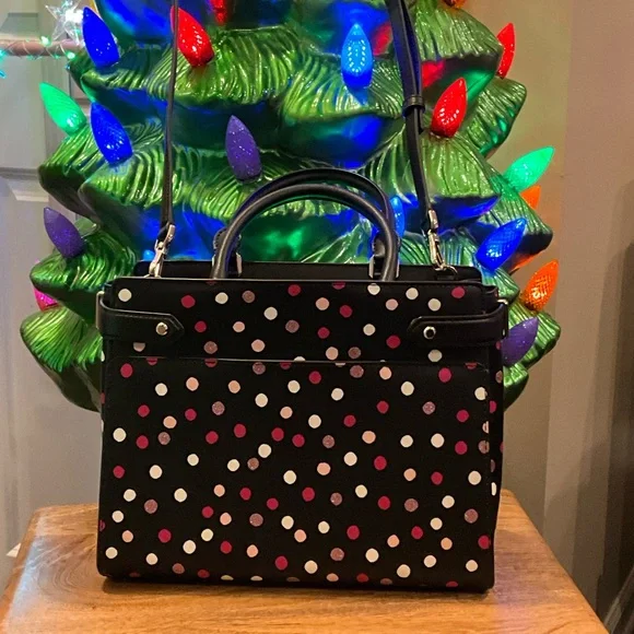 Kate Spade Black Satchel with Pink Polka Dots - Picture 3 of 3